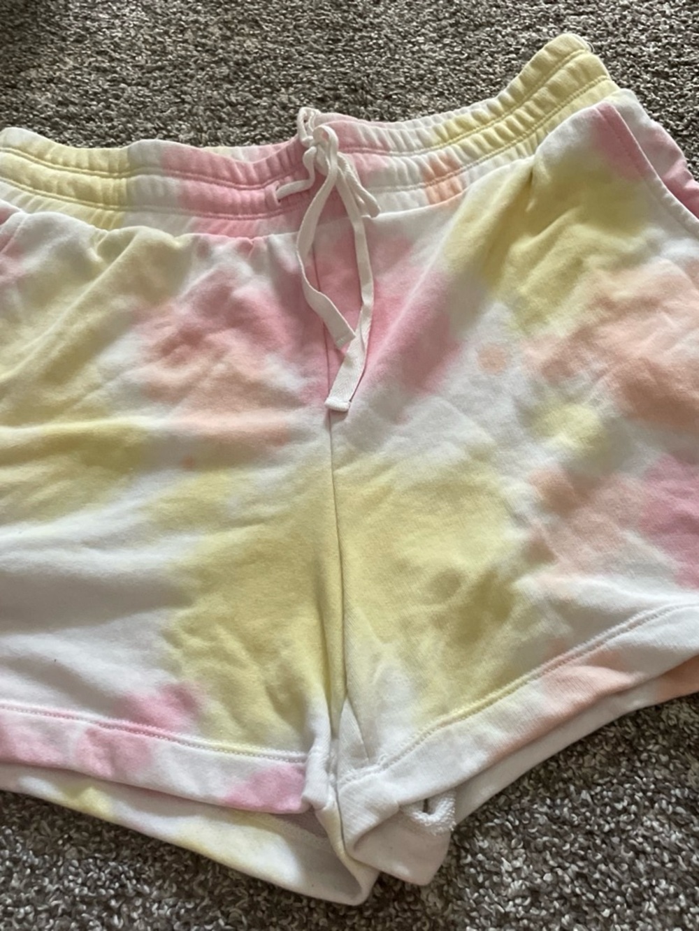 LOFT Pastel Tie-Dye Athletic Shorts in White, Pink & Yellow